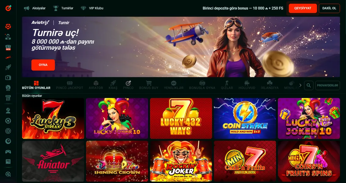 Pinco kazino oyunları və poker bölməsi